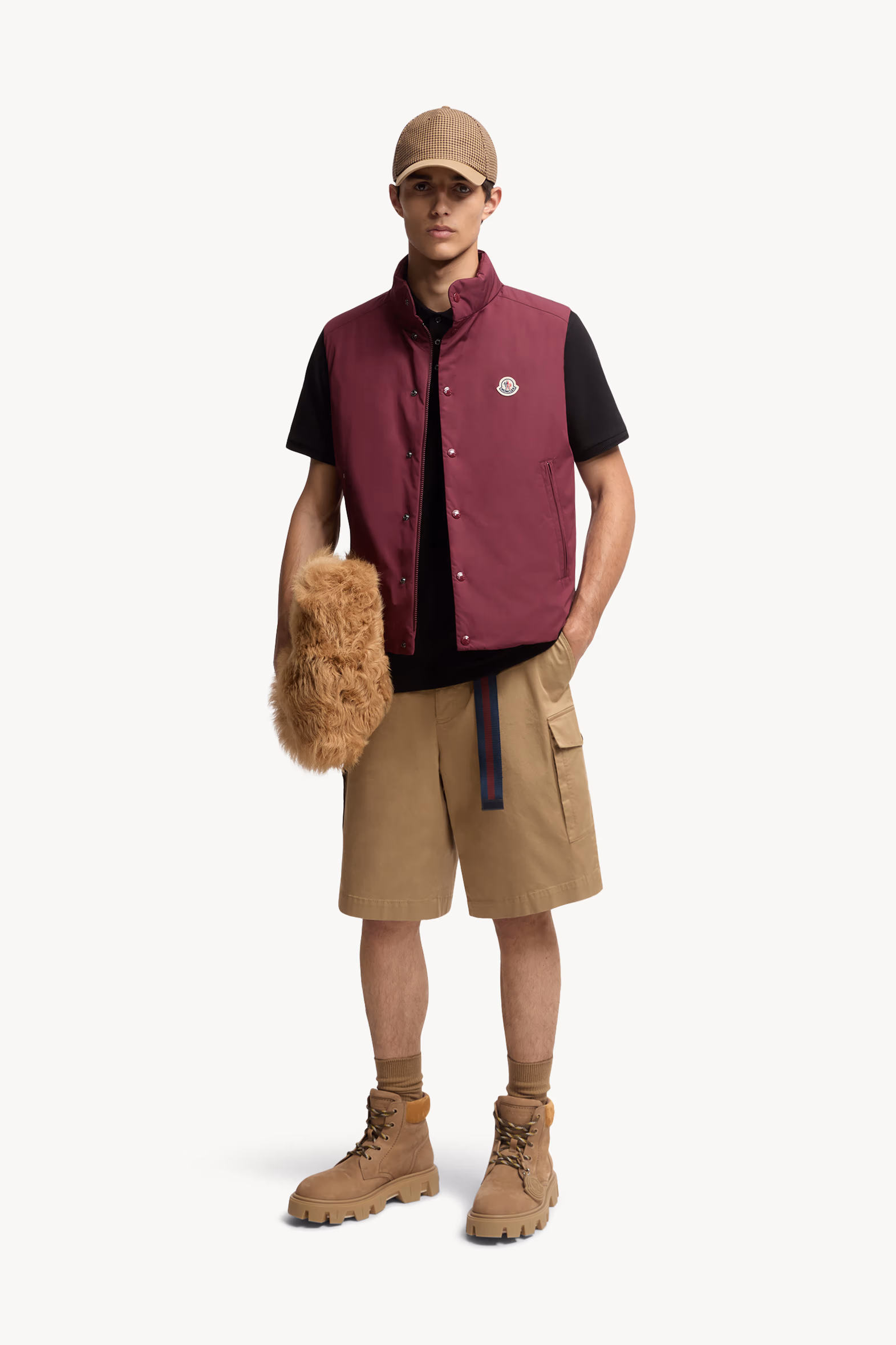 Logo Patch Cotton Piquet Polo Shirt Men Black Moncler 0